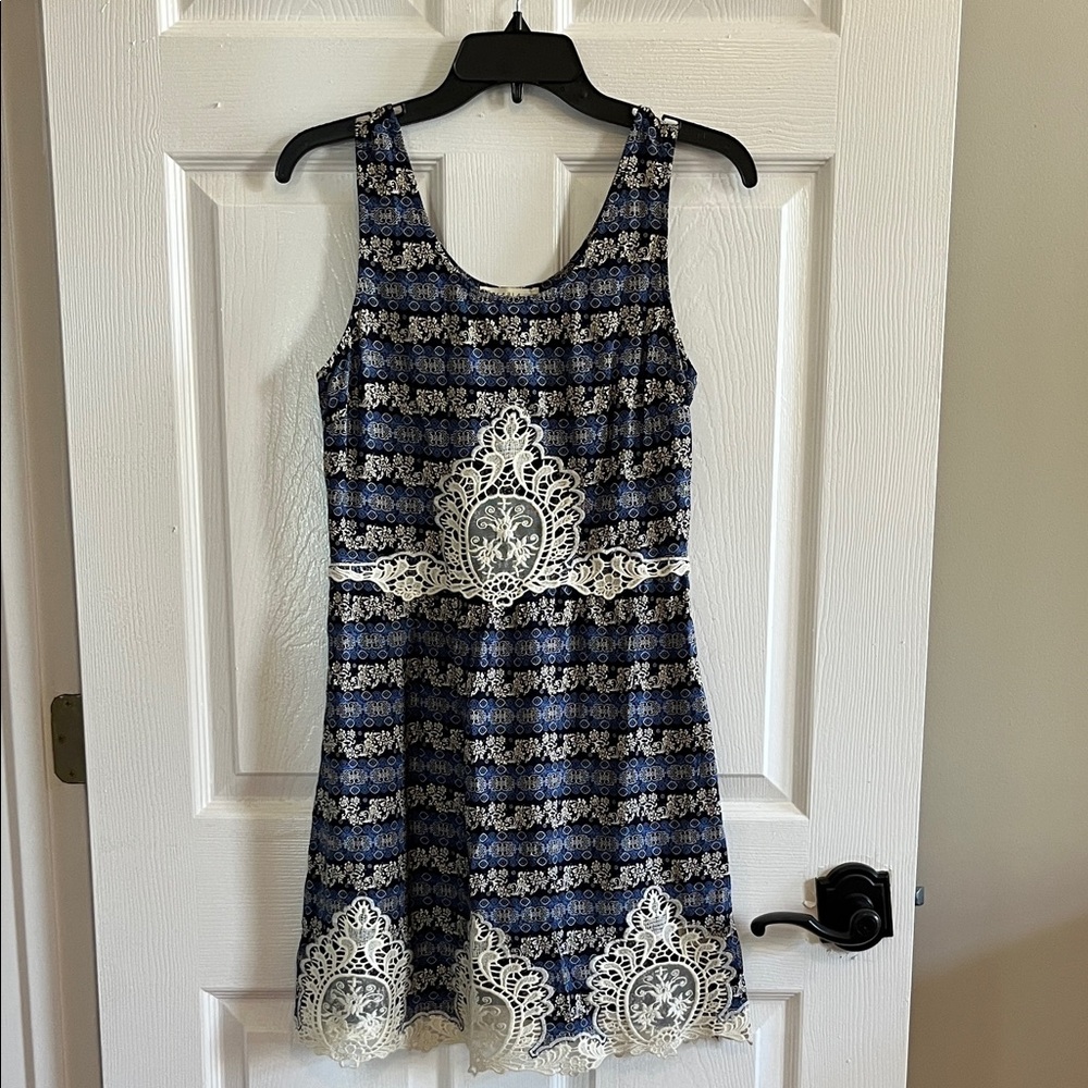 ILLA ILLA Navy and White Floral Dress